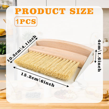 Small Dust Pan and Brush Set, Mini Hand Broom and Dustpan Set, Wooden Crumb Sweeper for Home Desktop, Sofa, Pet Care Household (Black)