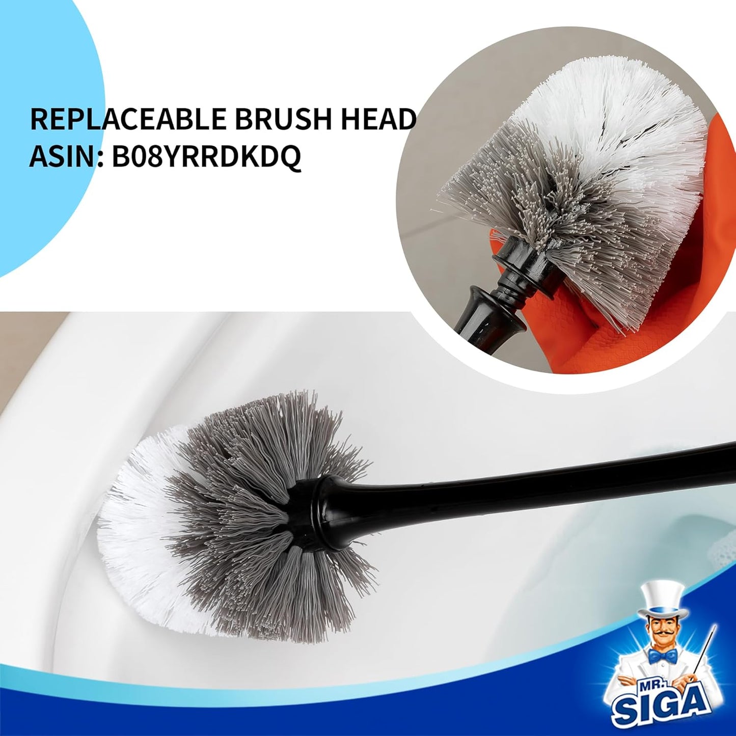 MR.SIGA Toilet Plunger and Bowl Brush with Holder, Heavy Duty Toilet Brush and Plunger Set for Bathroom Cleaning, White, 1 Set