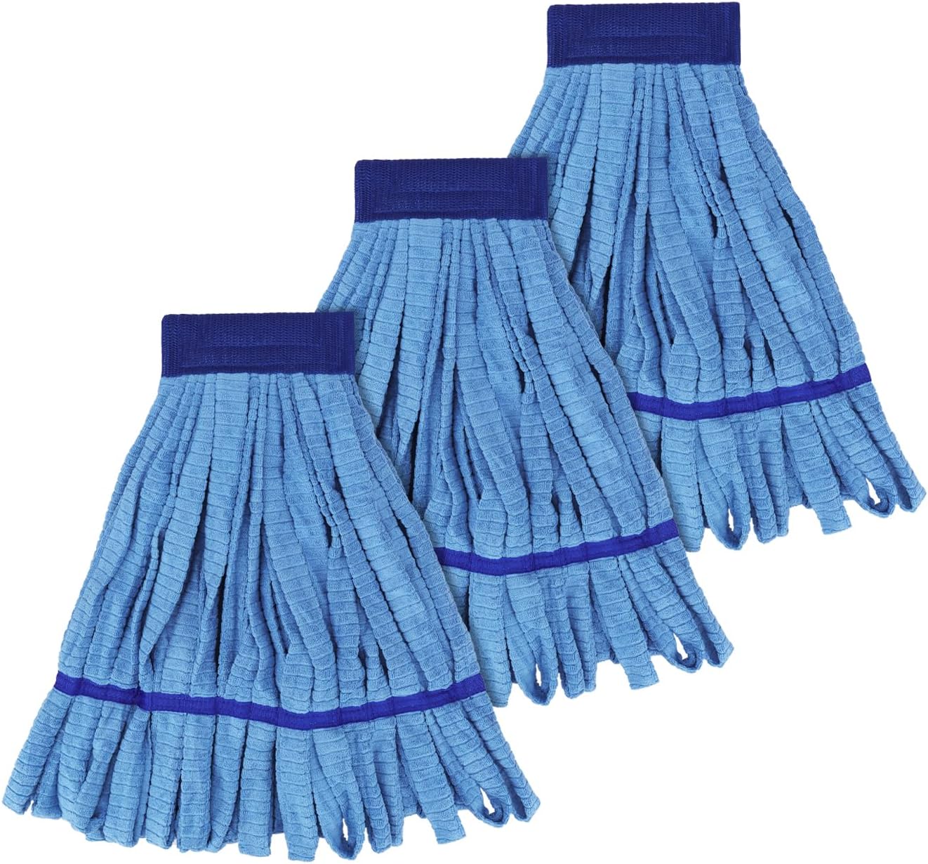 Heavy Duty Commercial Mop Head Replacement Microfiber Tube Mop Heads for Floor Cleaning: 3 Packs Looped End Wet Mop Head Refill for Home Commercial Industrial Use (Yellow)