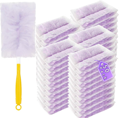 30 Pack Duster Refills Compatible with Swiffer Duster, Heavy Duty Multi Surface Duster Replacement with 1 Extra Handle for Cleaning Furniture, Blinds, Ceiling Fans and Car