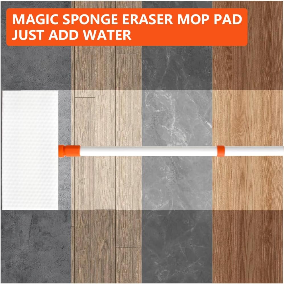 Magic Sponge Eraser Mop Pad,Melamine Sponge Mop Pad Refill for Kitchen Bathroom Swimming Pool Boat(Mop Pad Refill,10"x4.7"x0.47")