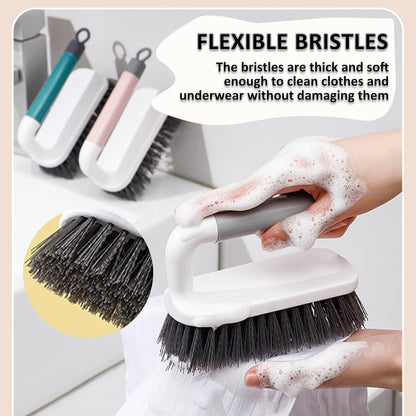 Scrub Brush, Scrubbing Cleaning Brushes, Heavy Duty Cleaning Brushes with Handle, for Shower, Bathroom, Carpet, Kitchen and Bathtub Scrubber, 2 Pack (Grey)