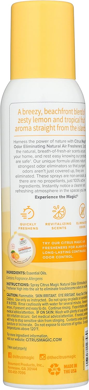 Citrus Magic Odor Eliminator Air Freshener Spray for Home, Orange Blast, 3-Ounce, Pack of 3