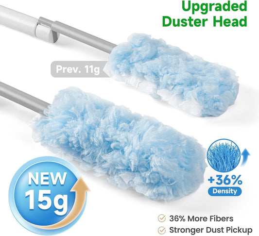 oshang 12 Pack Disposable Heavy Duty Duster Refills - 43" Extendable Handle, Compatible with Swiffer - Dusters for Cleaning Ceiling Fans, Blinds, Furniture & High Corners