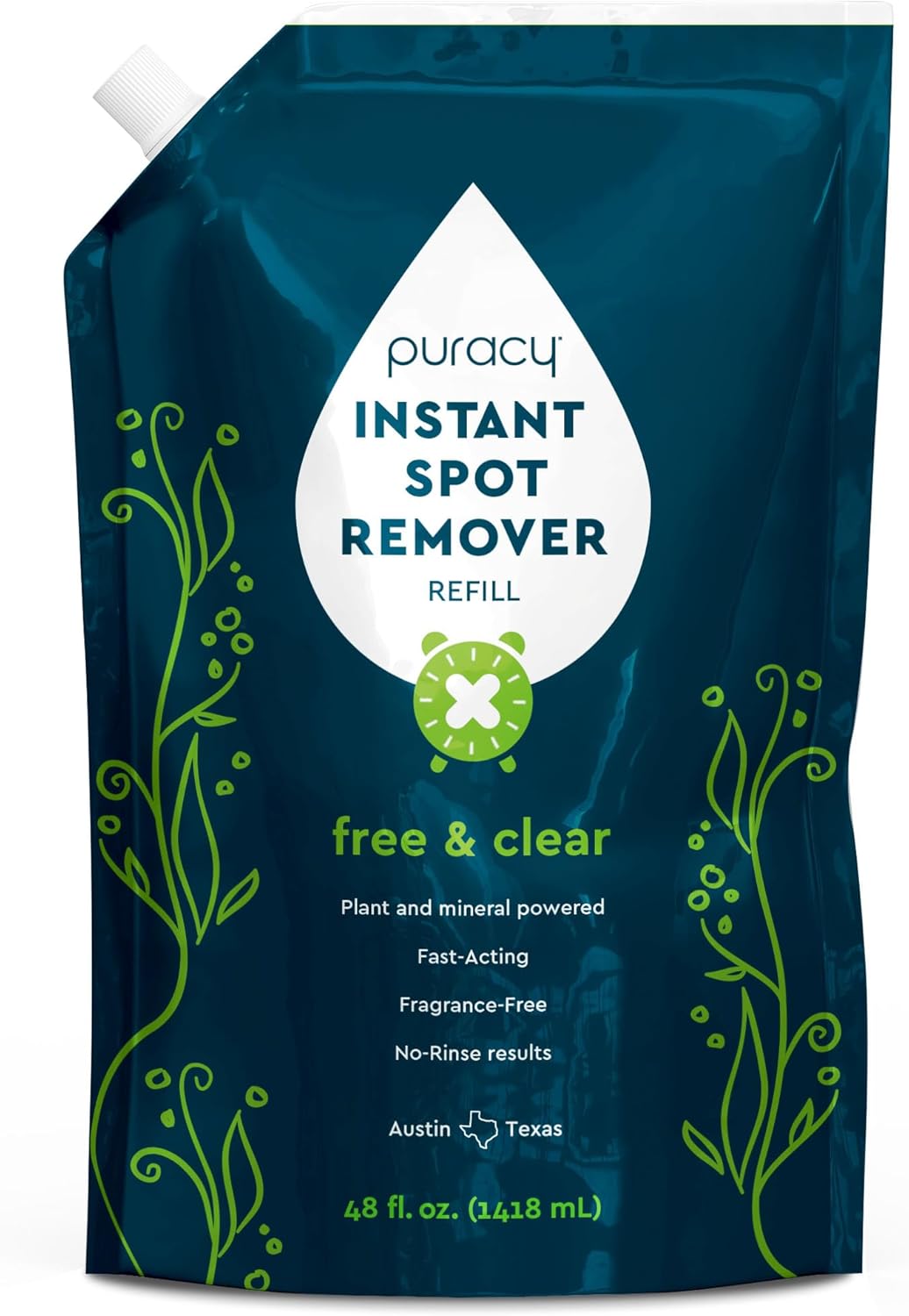 Puracy Laundry Stain Remover for Clothes Laundry - Carpet Stain Remover Carpet Spot Cleaner Couch Stain Remover - Clothes Spray, Free & Clear - Instant Spot Remover, 25 Fl Oz (Pack of 1)