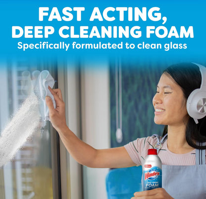 Windex Fast Shine Foam Glass Cleaner, No-Drip Windows, Doors, Mirrors & Countertops Aerosol Cleaning Spray, Streak-Free Shine, Removes Fingerprints, Dust, Dirt, Grime & More 19 oz (Pack of 1)