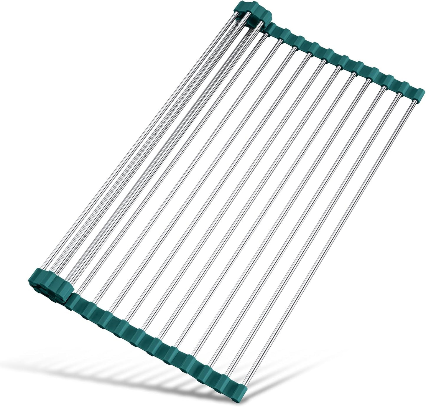 Tomorotec 17.7" x 15.5" Roll Up Dish Drying Rack Over Sink Drying Rack Sink Cover Kitchen Sink Accessories Gadget Multipurpose Organizer Foldable Stainless Steel Drainer (Grey)