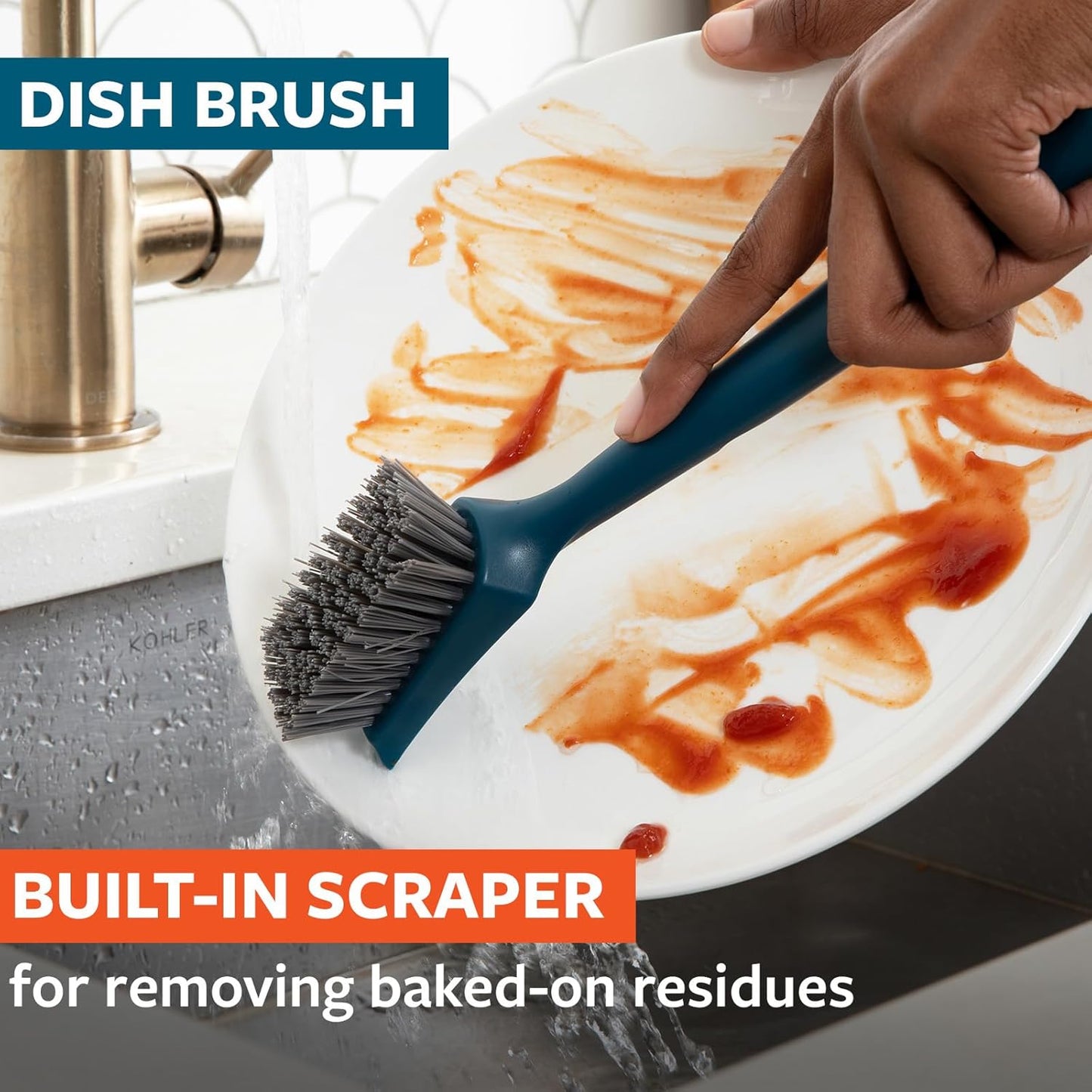 Full Circle Clean Ocean Small Grout Brush, Tough Bristles, Cleans Crevices, Sustainably Made 100% From Recycled Ghost Fishing Nets, Safe for Nonstick