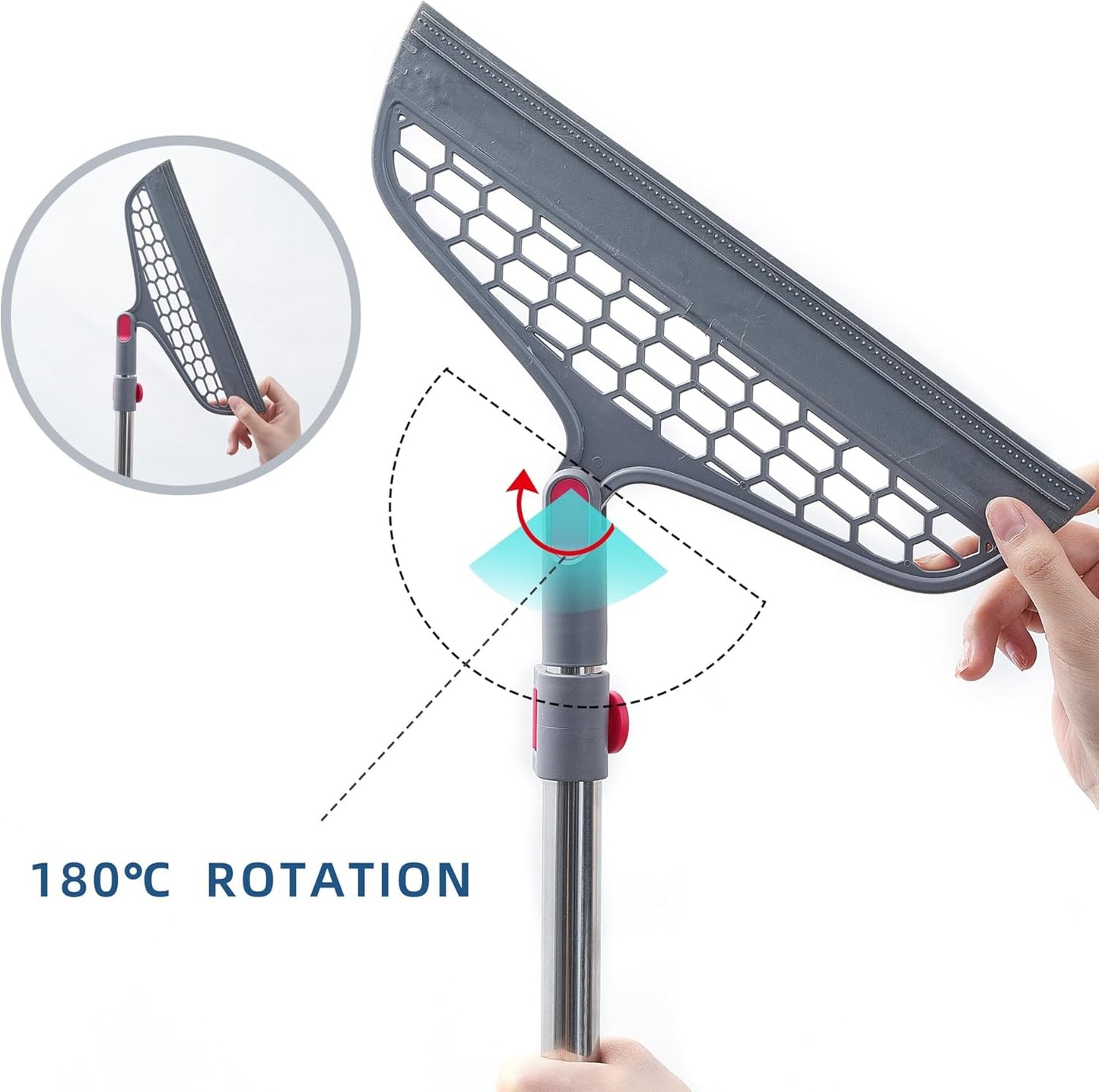 True & Tidy Silicone Sweeper Mop Head + 2pc Machine Washable Microfiber Pad for SPIN-800 TrueClean Mop and Bucket System Square Spin Accessories Set