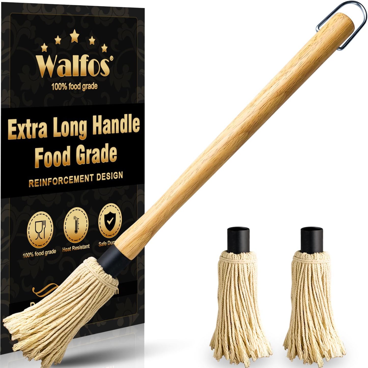Walfos Silicone Basting Pastry Brush, Heat Resistant Pastry Brush Set, Strong Steel Core and One-Pieces Design, Perfect for BBQ Grill Baking Kitchen Cooking, BPA Free and Dishwasher Safe, 2 Pcs (Blue)