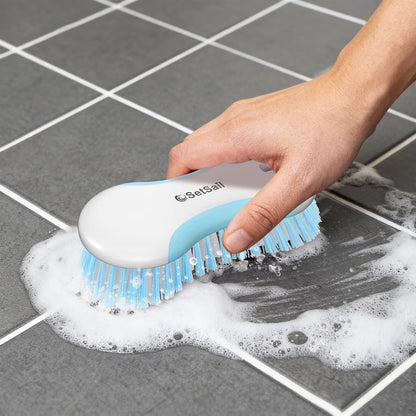 SetSail Multi-Purpose Scrub Brush of 2 Pack, Stiff Bristles Cleaning Brush with Non-Slip Grip Heavy Duty Scrub Brushes for Cleaning Bathroom Kitchen Tile Bathtub Sink, Grey