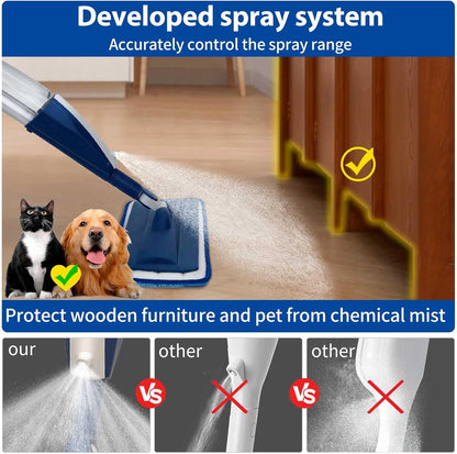 Mops for Floor Cleaning Wet Spray Mop with 14 oz Refillable Bottle and 2 Washable Microfiber Pads Home or Commercial Use Dry Wet Flat Mop for Hardwood Laminate Wood Ceramic