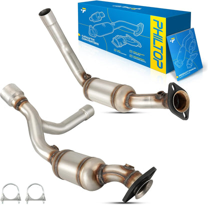 PHILTOP Left and Right Catalytic Converter Replacement For 2005-2010 300 2.7/3.5L V6 RWD, 2006-2010 Charger 2.7/3.5L V6 RWD, 2005-2008 Magnum 2.7/3.5L V6 RWD Replace 55434, 55433 (EPA Compliant) - Colors C