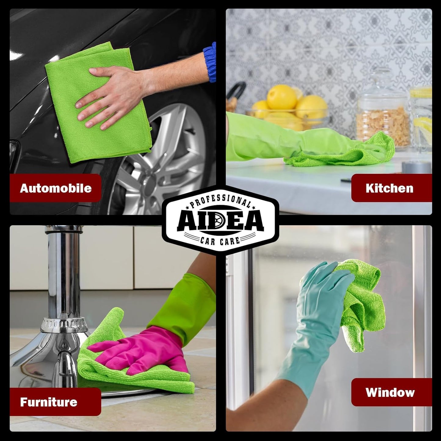 AIDEA Microfiber Cleaning Cloth, 50PK, Microfiber Towels for Cars, Premium Wash Cloths, Dusting Cloth Cleaning Rags, Absorbent Towels for SUVs, House, Kitchen, Window, Cleaning Supplies12×12"