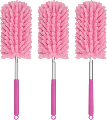 Mini Duster for Cleaning, 360° Bendable Hand Dusters with Extension Pole, Washable Small Duster for Car Interior, Office, Furniture
