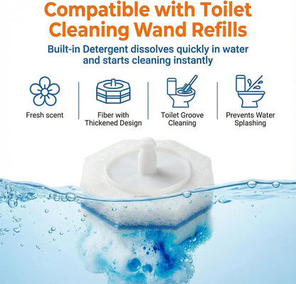 Disposable Toilet Wand Refills Compatible with Clorox, Deep Cleaning Push-Button Release Heads for Hygienic Bathroom Cleaning (30, count of 1)