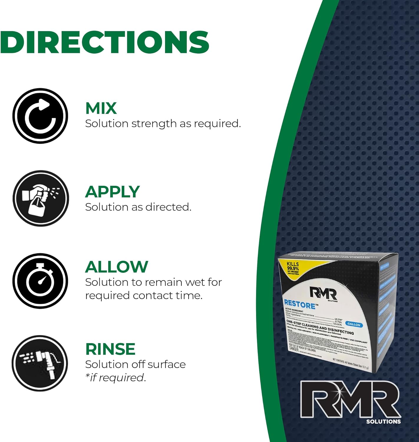 RMR Solutions RESTORE Disinfectant & Cleaner Concentrate, EPA Registered Mold Remover & Antibacterial Cleaning Solution for Kitchen, Bathroom, Floor, Home, Pet Areas, Counter, 3.34g, Makes 16 Quarts