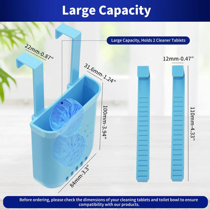 Controlled Release Toilet Bowl Cleaner Tablets Holder, Universal Toilet Tank Cleaner Dispenser with Adjustable Hooks, Hanging Bleach Tablet Bracket for Long-Lasting Cleaning, Prevents Tank Buildup