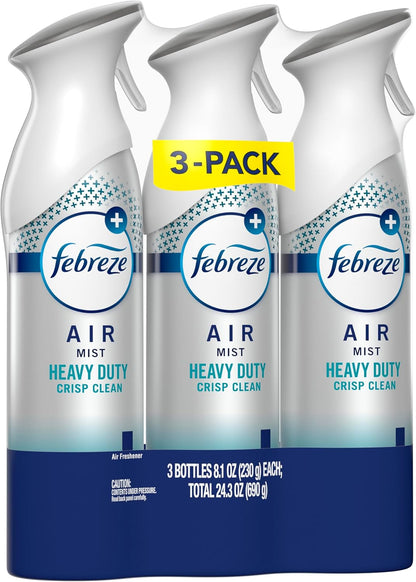 Febreze Air Mist Air Freshener Spray, Odor-Fighting Room Spray, Air Fresheners for Home and Bathroom and Kitchen, Aerosol Can, HD Pet Odor Fighter Scent, 8.8oz (Pack of 3)