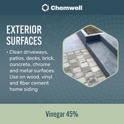 Chemwell 99% Vinegar (32 fl oz) - General Purpose All-Natural Multi-Surface Cleaner for Home, Patio & Commercial - High Performance, Powerful Concentrated Acetic Acid - Made in USA