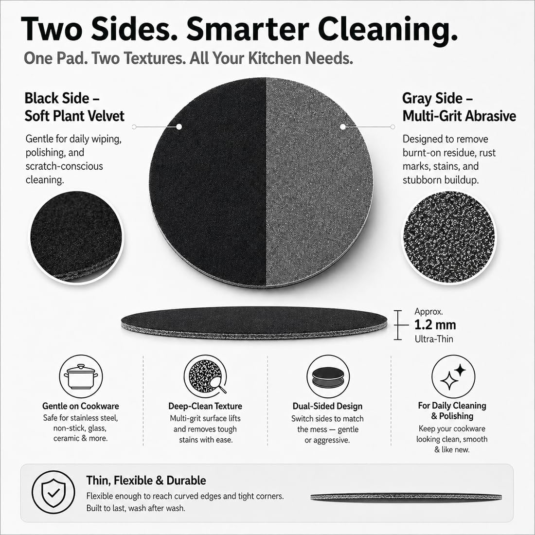 3PACK Korea Steel Sponge for Stainless Steel Pans Cookware - Croppable Professional Stainless Steel Pan Sponges for Heavy Duty Burnt-On Stain Removal, Mirror Shine Restorer (3PCS)