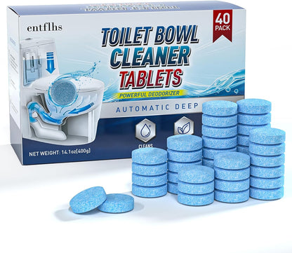 Toilet Bowl Cleaner Tablets 40 Pack, Long-Lasting Drop-in Tank Tablets with Sustained-Release Technology, Fight Tough Stains & Odors, Household & Commercial Use, Compatible with Most Toilets-Excellent