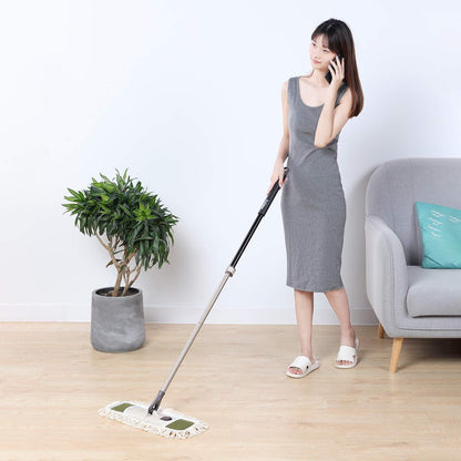 Eyliden Dust Mop with Reusable Washable Pads - One-Touch Pad Release, Height Adjustable Handle, Total 2 Mop Cloths, Wet Dry Mops for Floor Cleaning, Hardwood, Laminate, Tile Floor Push Dust Broom