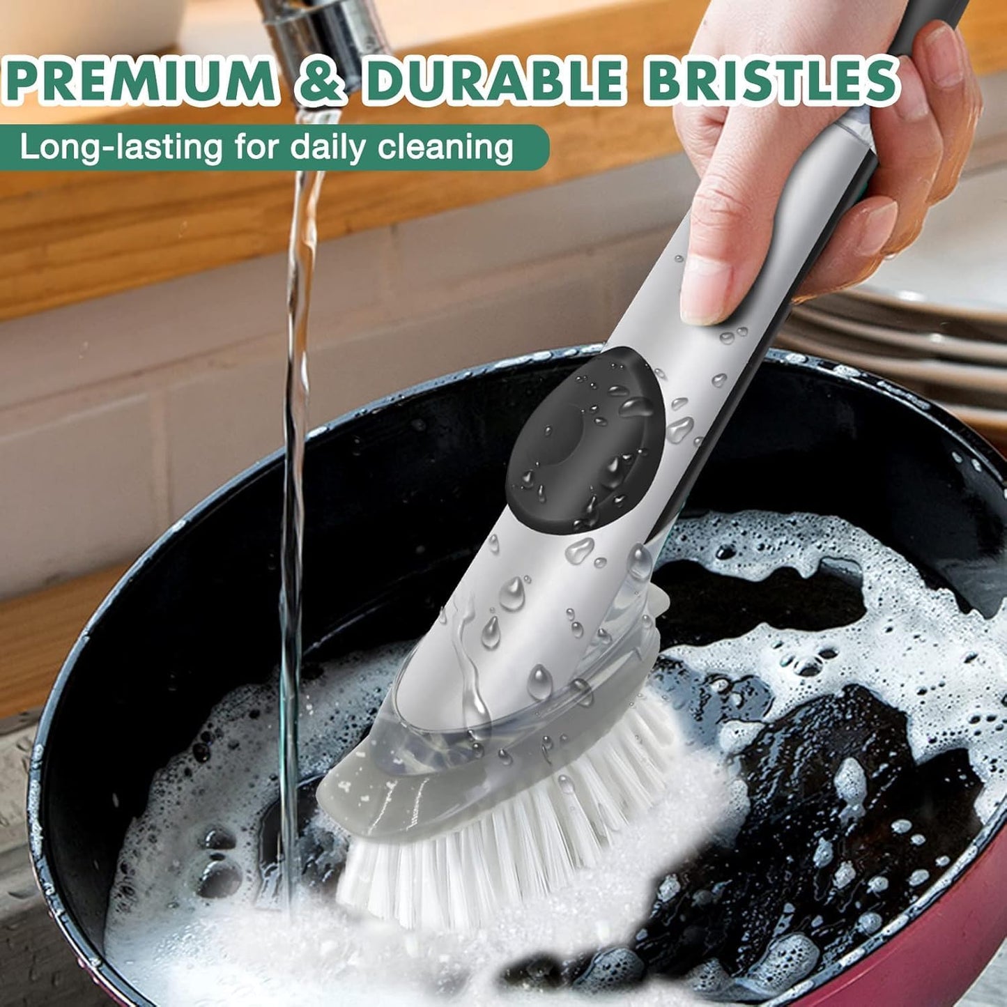 Soap Dispensing Dish Brush Refills, 8 Pack Dish Brush Replacement Head for Steel Soap Dispensing Dish Brush