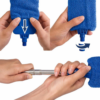 Retractable Gap Dust Cleaner with Extension Pole, Cleaning Tools with 3 Microfiber Dusting Cloths, Extendable Long Handle Duster for Cleaning Under Refrigerator Furniture Appliance
