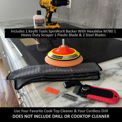 SmoothOperator PROFESSIONAL Drill Powered Glass Ceramic Cooktop Cleaner Oven Door Glass Stove Top Polisher ~ HexaMax M780 Proprietary Non Abrasive Cleaning/Polishing Material