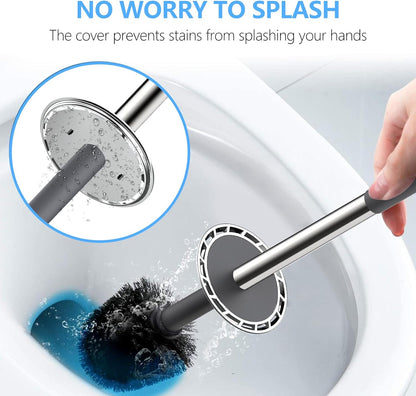 SetSail Toilet Brush, Compact Size Toilet Bowl Brush and Holder Toilet Brushes for Bathroom with Stainless Steel Handle Toilet Cleaner Brush with Durable Scrubbing Bristles, Splash-Proof