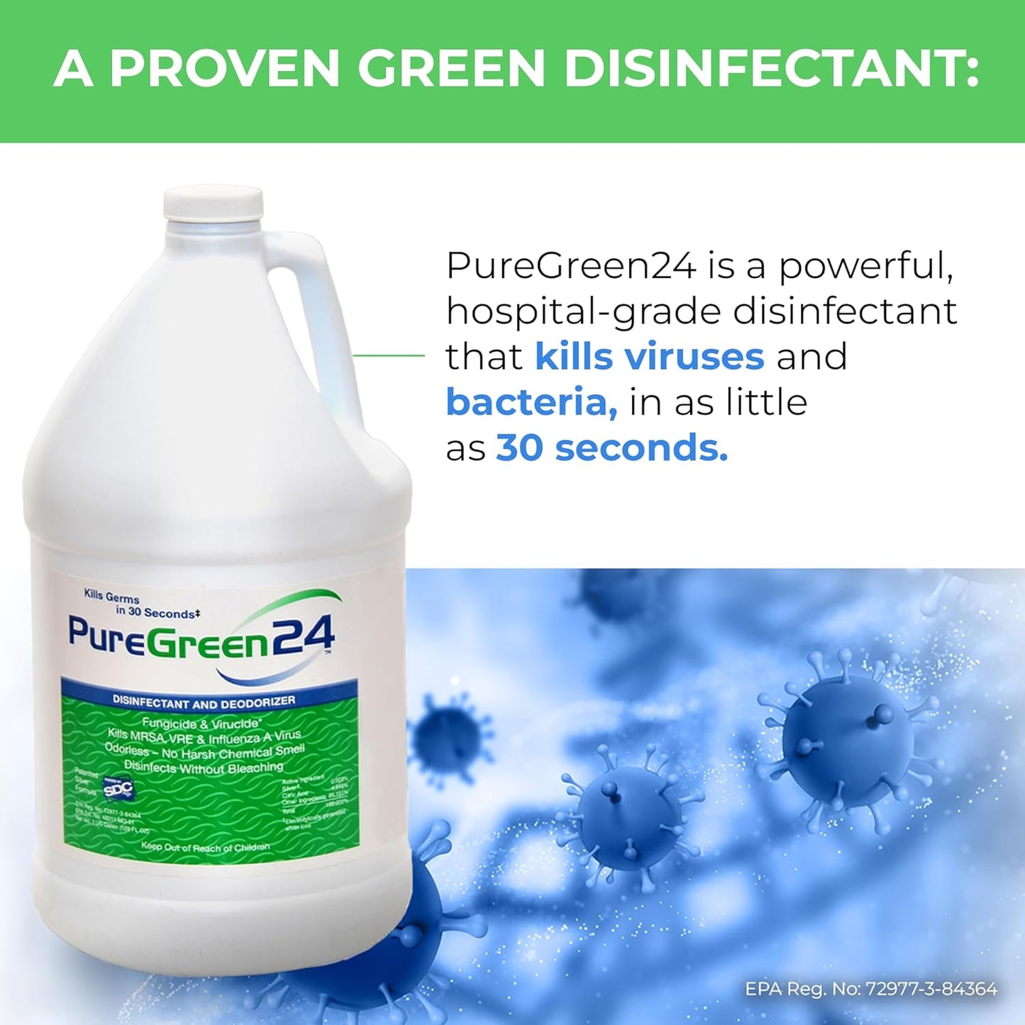Safe & Effective Disinfectant. Kills Deadly Germs including RSV COVID-19 Norovirus MRSA Staph 2026 flu Bird flu Contains no toxic chemicals odorless child & pet safe 3 4oz spray bottles
