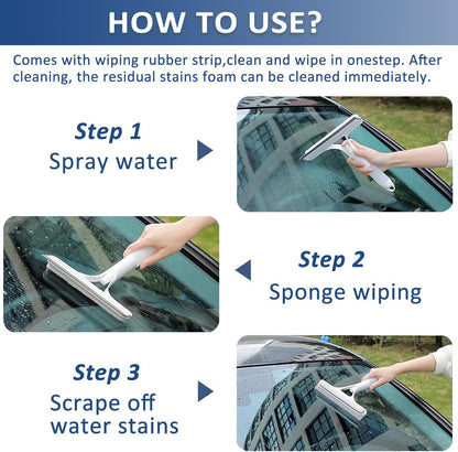 2 Pack All-Purpose Shower Squeegee for Shower Glass Door, Shower Glass Cleaner Squeegee with Spray, Washer, Wiper, 3 Functions in 1, Perfect Household Cleaner Tool