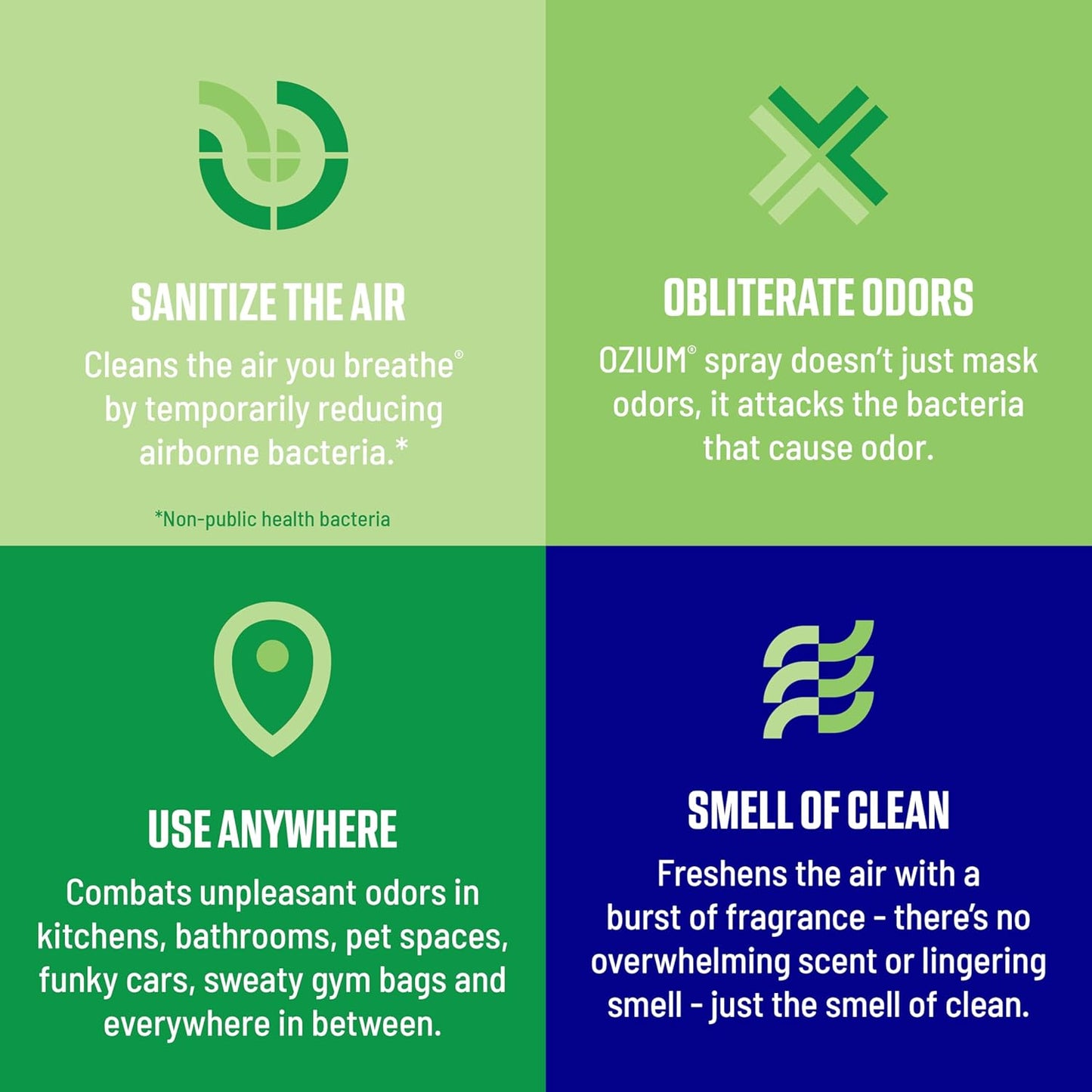Ozium 0.8 oz. Air Sanitizer & Odor Eliminator for Homes, Cars, Offices and More, Original Scent, Pack of 6