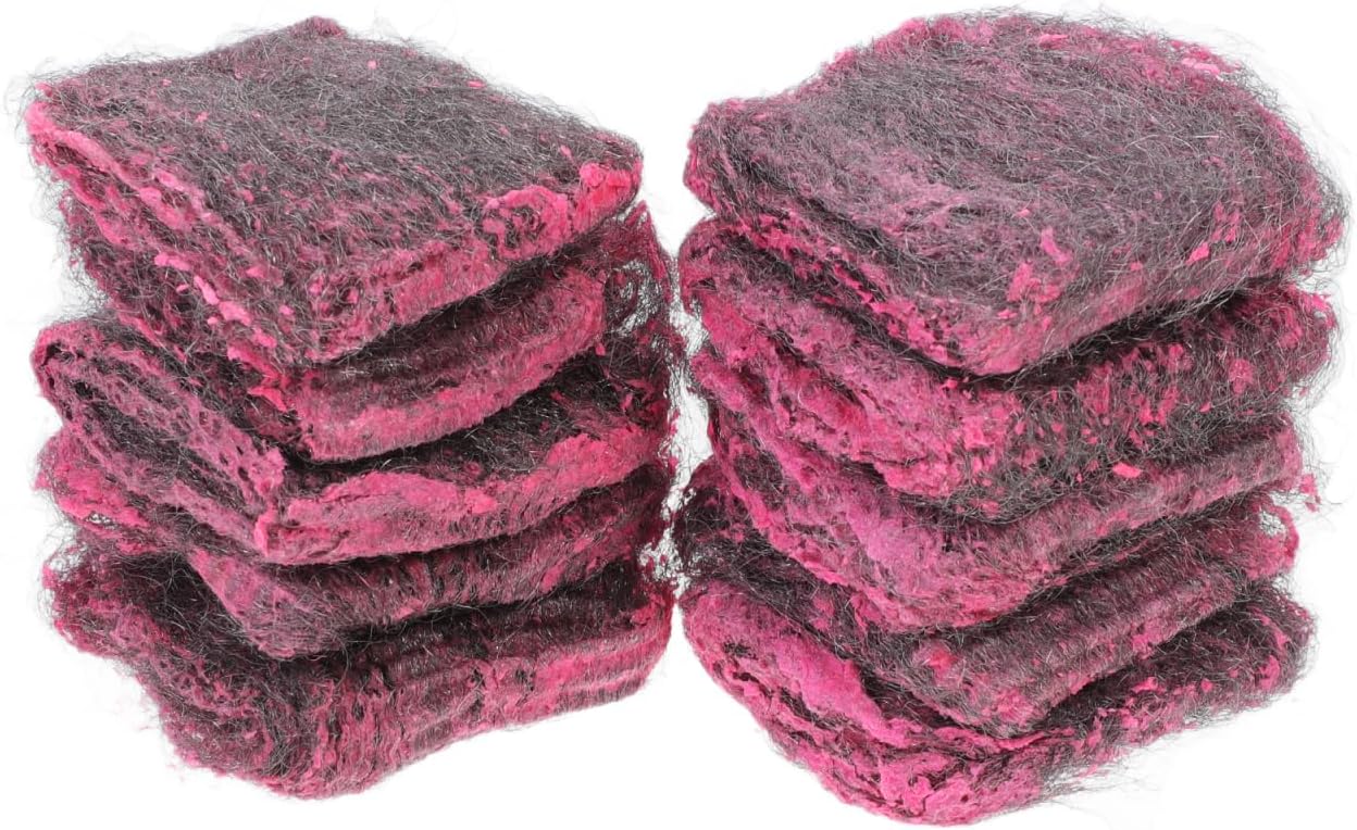 Minkissy 10-Pack Stainless Steel Sponges Heavy Duty Steel Wool Scrubbers for Kitchen & Bathroom Non-Rust Metal Scouring Pads for Pots, Pans, Ovens & Grills