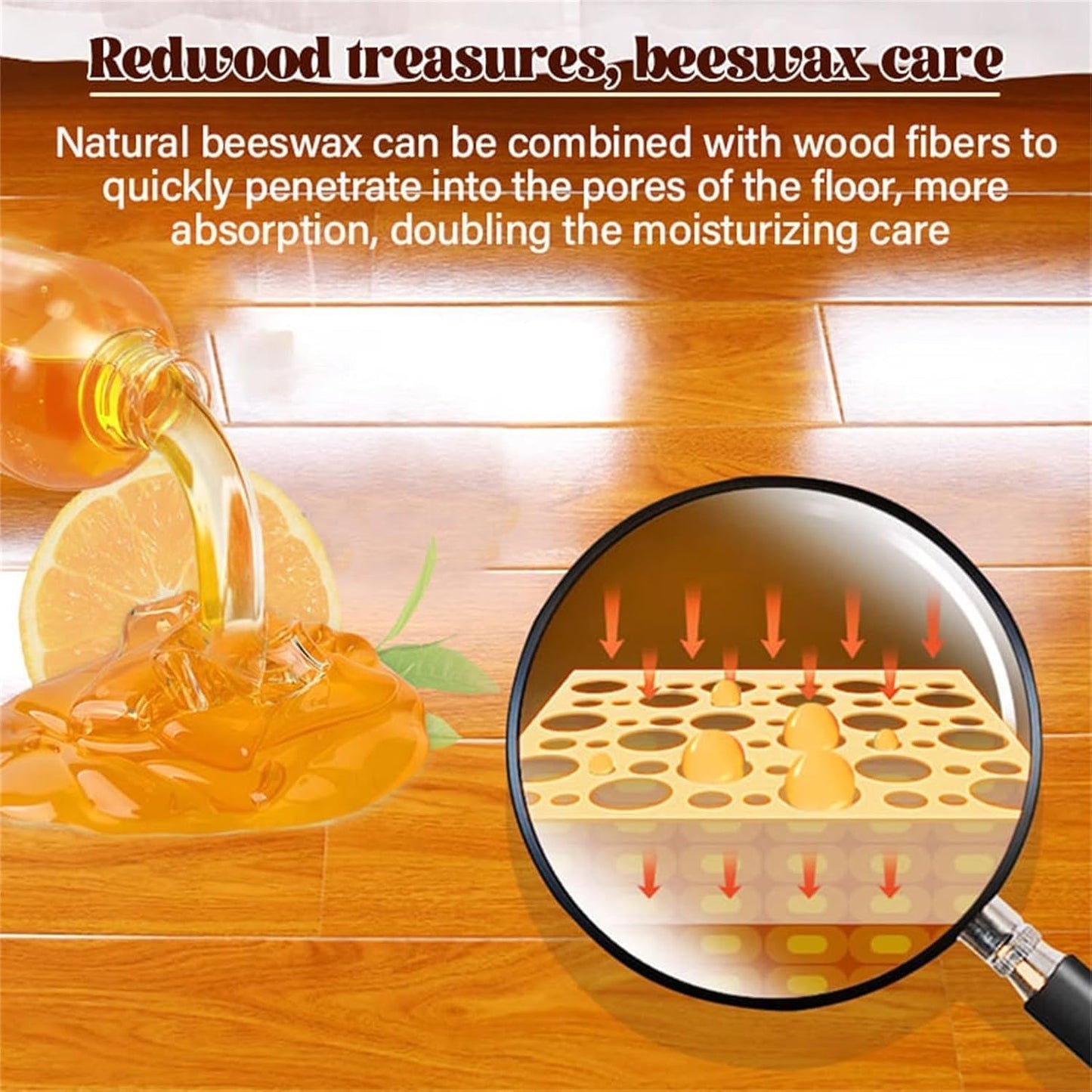 Natural Beeswax Essential Orange Oil Wood Conditioner, Micro-molecularized Floor Polish Repairing Care Beeswaxs Spray for Furniture Polish and Cleaner, Restore Spray for Floors (3)