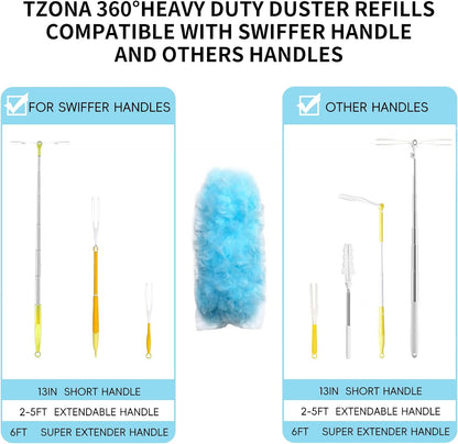 360 Duster Refills for Swiffer Dusters Refill with 2 Upgrade Extendable Handle(30 Count)