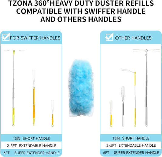 360 Duster Refills for Swiffer Dusters Refill with 2 Upgrade Extendable Handle(30 Count)