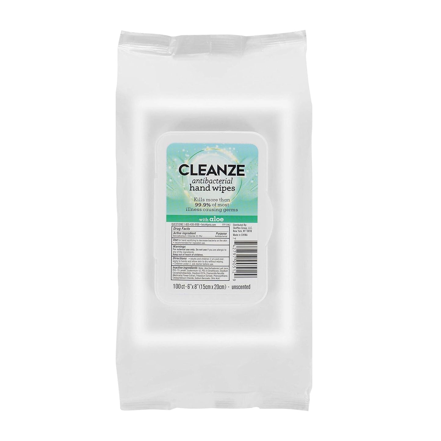Cleanze Antibacterial Hand Sanitizing Wipes Individually Wrapped with Aloe, Unscented Disinfecting Hand Wipes for Travel and On the Go Sanitizing, Kills 99.9 Percent of Germs, 50 Count