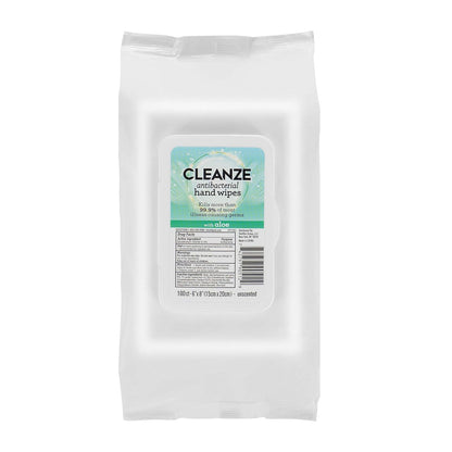 Cleanze Antibacterial Hand Sanitizing Wipes Individually Wrapped with Aloe, Unscented Disinfecting Hand Wipes for Travel and On the Go Sanitizing, Kills 99.9 Percent of Germs, 50 Count
