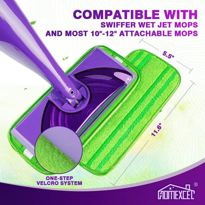 HOMEXCEL Microfiber Pads Compatible with Swiffer Wet Jet-15"x5.5", Reusable Pad Refills, Machine Washable Replacements for Multi Surface Wet & Dry Floor Cleaning, 8 Pack
