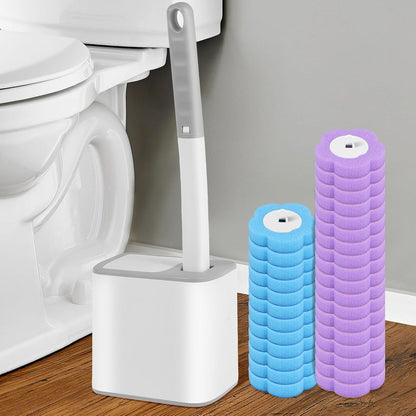72PCS Disposable Toilet Cleaning Brush Wand Cleaner Refills, Contains Only the Brush Head, Disposable Toilet Cleaning Pads, Bathroom Toilet Bowl Brush and Holder Set (Refills)