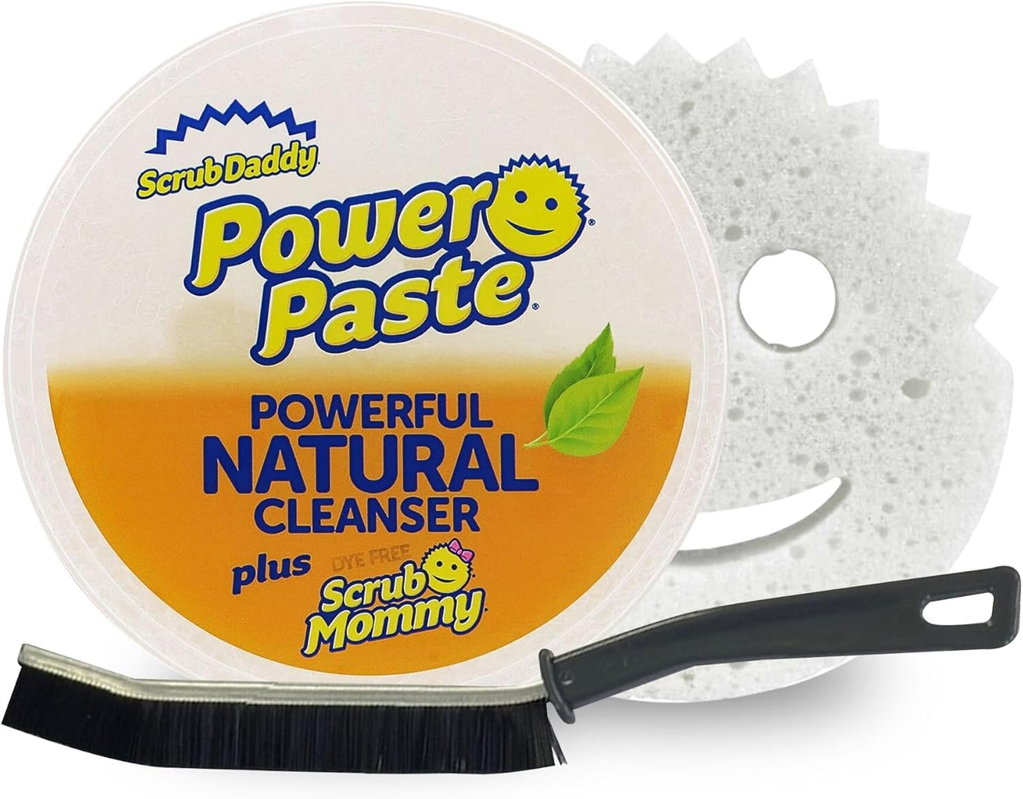 Power Paste Natural All Purpose Cleaner Bundle - Grout Cleaner for Tile Floors with Sponge & Crevice Brush - Deep Cleaning Tools for Shower Tile Grout, Bathroom, Kitchen Surfaces, Tight Spaces at Home