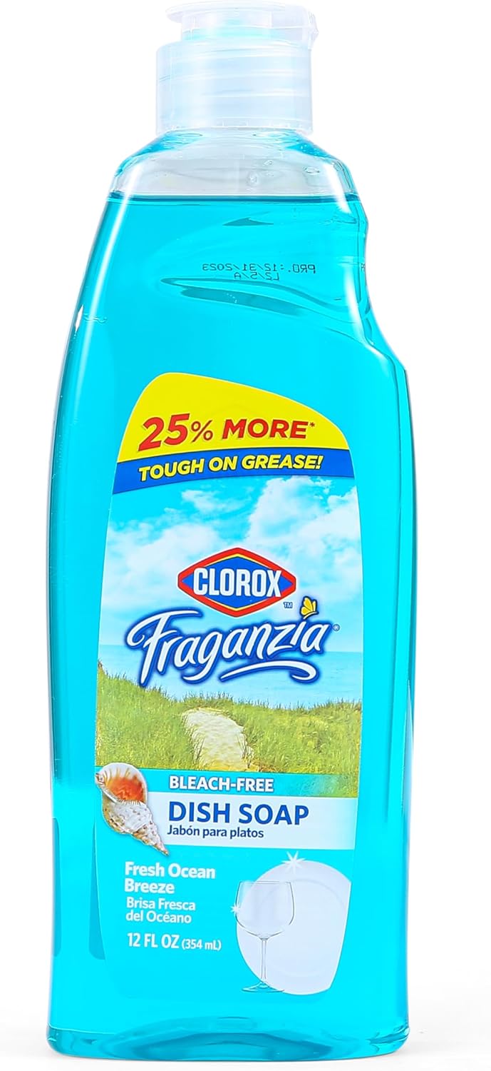 Clorox Fraganzia Liquid Dishwashing Soap, Lavender Scent - Cuts Through Tough Grease Fast, Quick-Rinsing Formula Washes Away Grime, A Powerful Clean You Can Trust, 22 Fl Oz, Pack of 2
