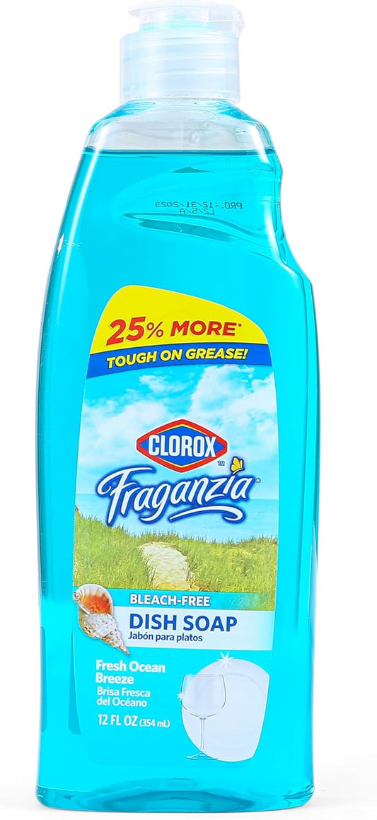 Clorox Fraganzia Liquid Dishwashing Soap, Lavender Scent - Cuts Through Tough Grease Fast, Quick-Rinsing Formula Washes Away Grime, A Powerful Clean You Can Trust, 22 Fl Oz, Pack of 2