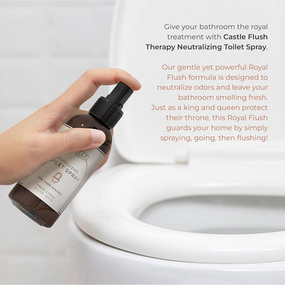 Castle Flush Therapy Neutralizing Toilet Spray | Odor Control: Mist Over the Water Surface, Go, Then Flush | Bathroom Freshening | Neutralizes Odors at the Source | Fresh Lotus | 0.45 oz (2 Pack)