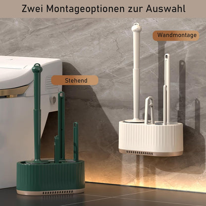 Basaza Toilet Brush and Holder Set Toilet Bowl Cleaning Brush and Holder for Bathroom Toilet Bowl Cleaner Brushes & Holders 4 in 1 Beige Bathroom Accessories Wall Mounted or Floor Standing