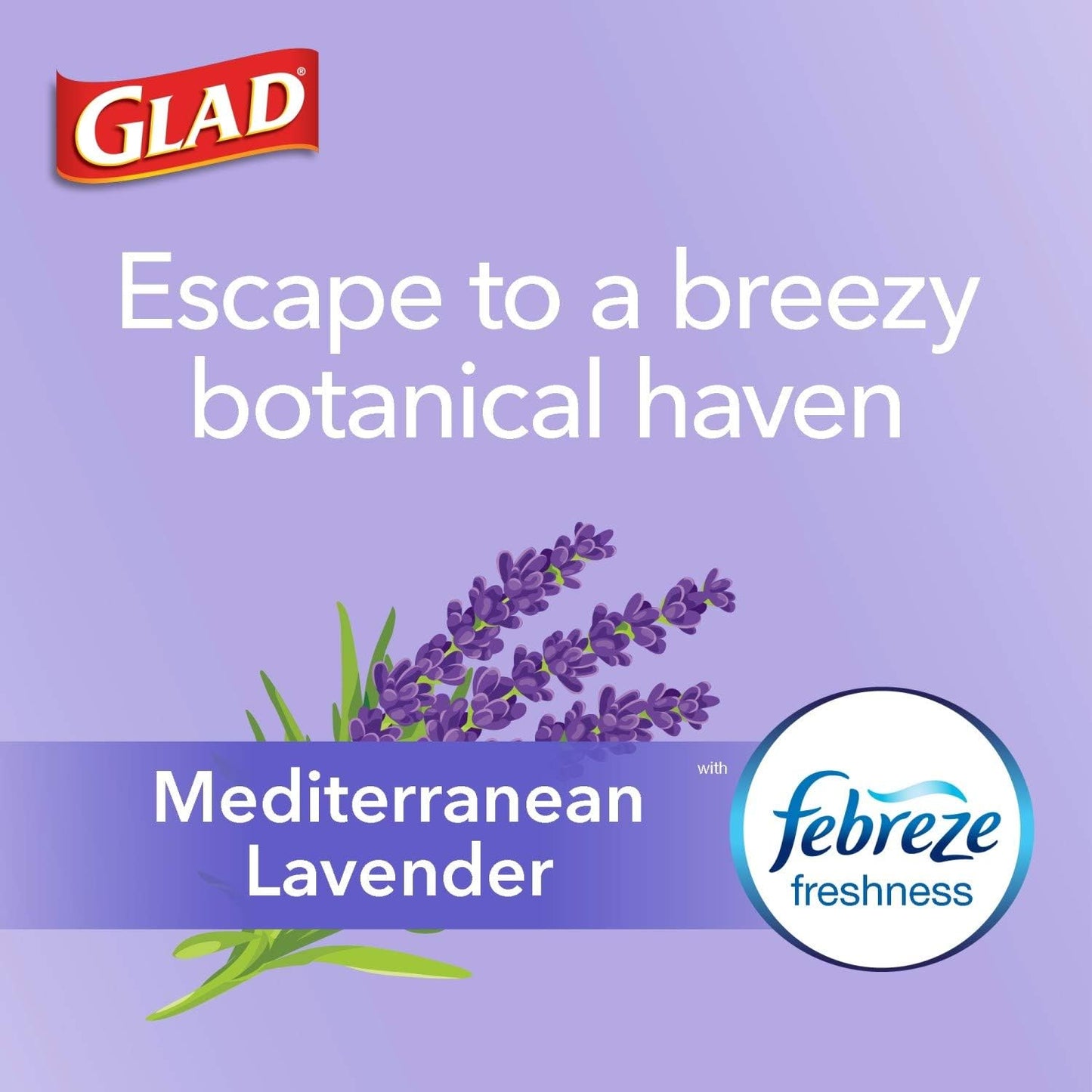 Glad ForceFlex Tall Kitchen Trash Bags, 13 Gal, Gain Lavender with Febreze, 110 Ct (Pack May Vary)