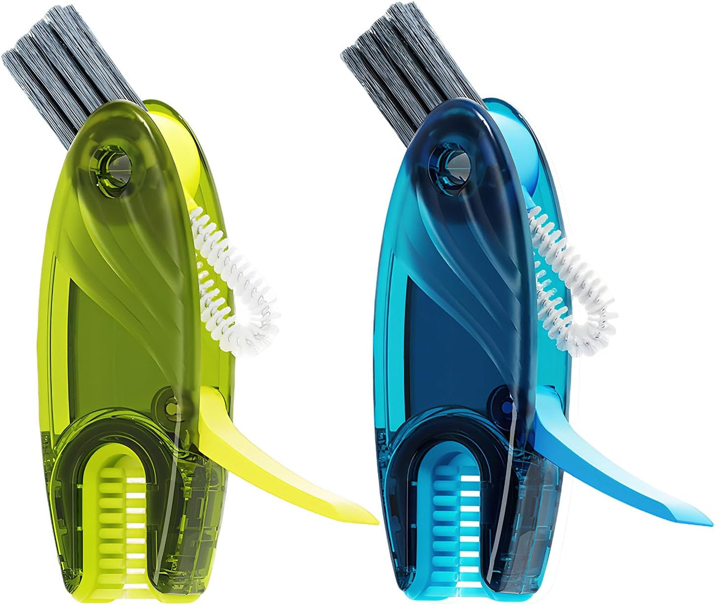 3 in 1 Cup Lid Gap Cleaning Brush Set, 2PCS Multifunctional Bottle Cleaning Brush for Bottle Gaps Bottle Cleaner Home Kitchen Cleaning Tools, Green&Blue