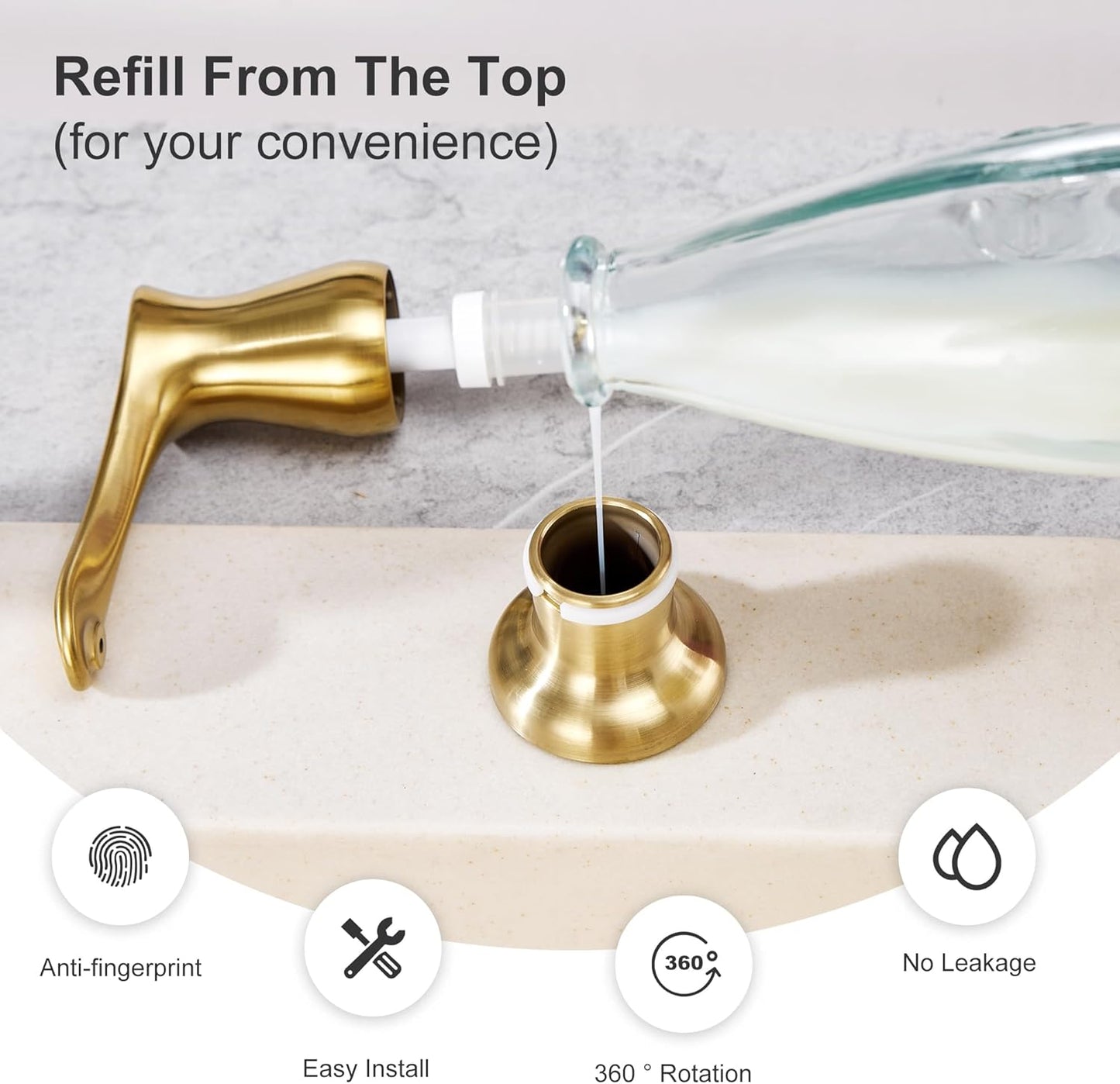 GAGALIFE Kitchen Sink Soap Dispenser Brushed Nickel, Under Sink Soap Dispenser with 40" Silicone Extension Tube Kit,Say Goodbye to Frequent Refills